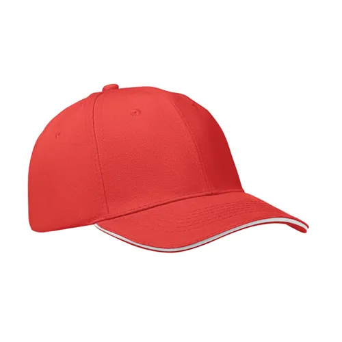 BUFFALO 6 panel baseball sapka 260g/m² Fehér/piros 