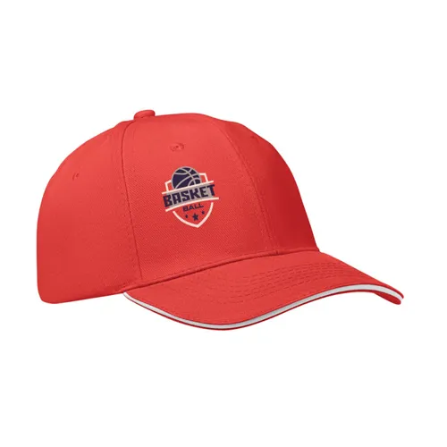 BUFFALO 6 panel baseball sapka 260g/m² Fehér/piros 