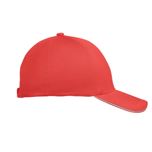 BUFFALO 6 panel baseball sapka 260g/m² Fehér/piros 