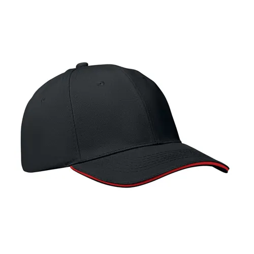 BUFFALO 6 panel baseball sapka 260g/m² Fekete/piros 