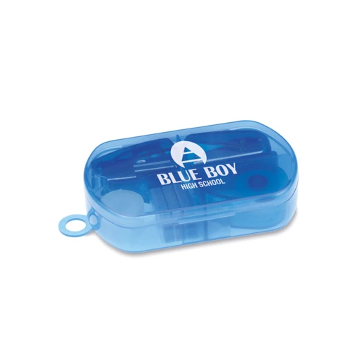 BUROBOX Készlet mini irodaszerekkel Áttetsző Kék 
