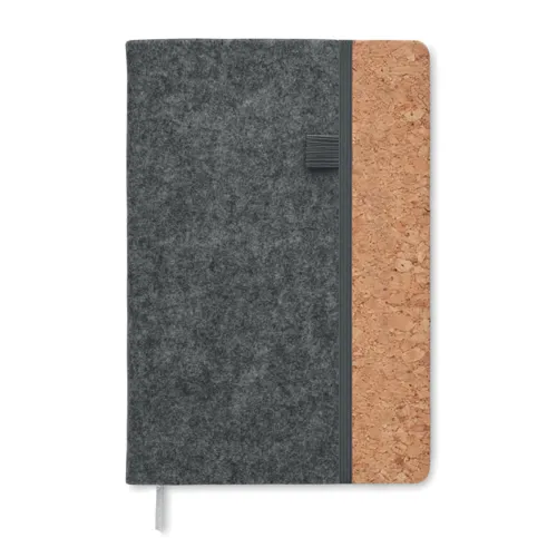 CORKBOOK A5 RPET filc és parafa notesz Kőszürke 
