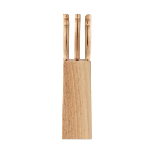 GOURMET 5 darabos késkészlet tartóban Fa 