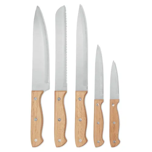 GOURMET 5 darabos késkészlet tartóban Fa 