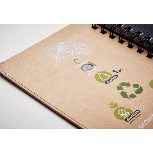 GROWNOTEBOOK™ A5 vonalas fenyő jegyzetfüzet Bézs 