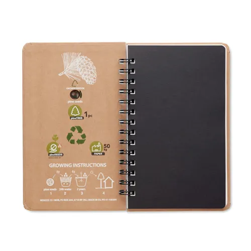 GROWNOTEBOOK™ A5 vonalas fenyő jegyzetfüzet Bézs 