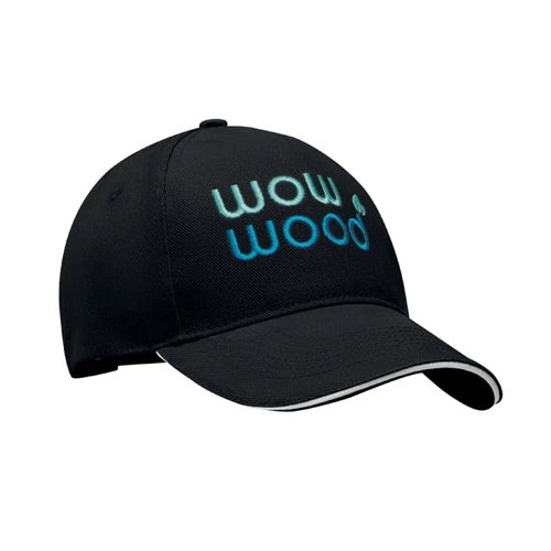 LONG BEACH SINGA 5 panel baseball sapka 260g/m² Fehér/fekete 
