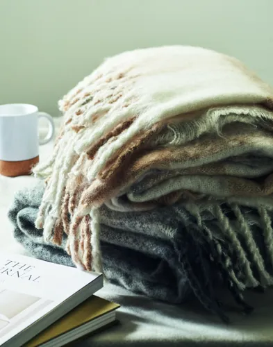 QUET Kockás mohair-PES takaró