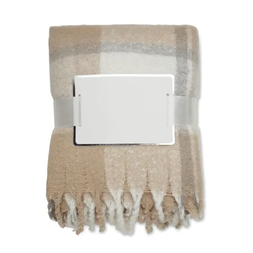 QUET Kockás mohair-PES takaró Bézs 