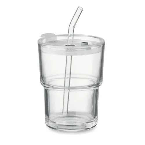 SIP Üveg pohár szívószállal 400 ml Áttetsző 
