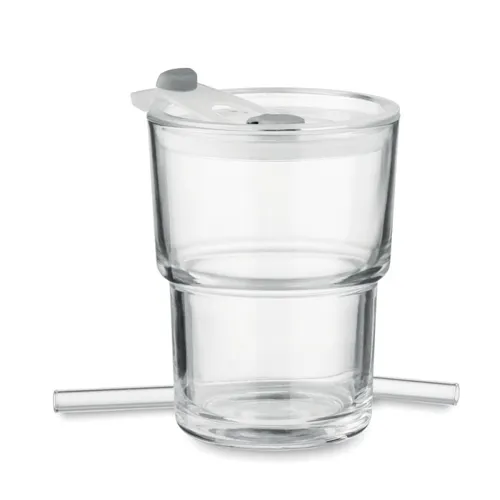 SIP Üveg pohár szívószállal 400 ml Áttetsző 