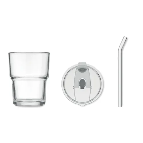 SIP Üveg pohár szívószállal 400 ml Áttetsző 