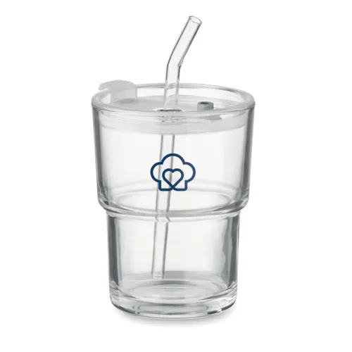 SIP Üveg pohár szívószállal 400 ml Áttetsző 
