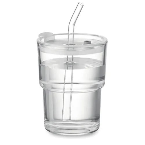 SIP Üveg pohár szívószállal 400 ml Áttetsző 