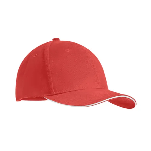 TEKAPO 6 panel baseball sapka 270g/m² Fehér/piros 