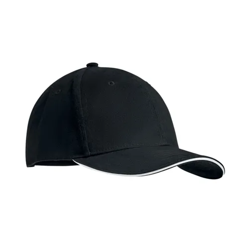 TEKAPO 6 panel baseball sapka 270g/m² Fehér/fekete 