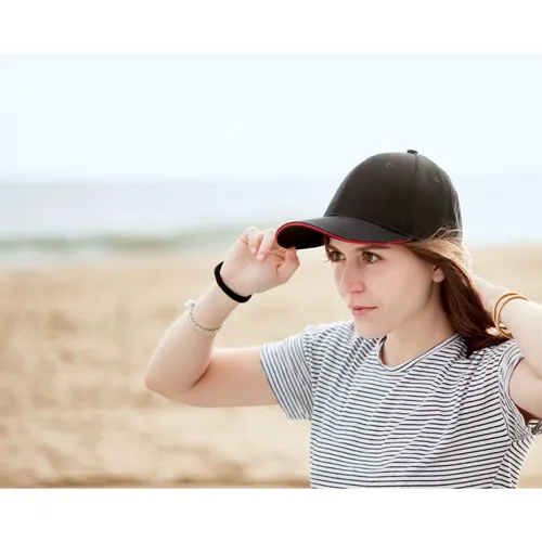 TEKAPO 6 panel baseball sapka 270g/m² Fekete/piros 