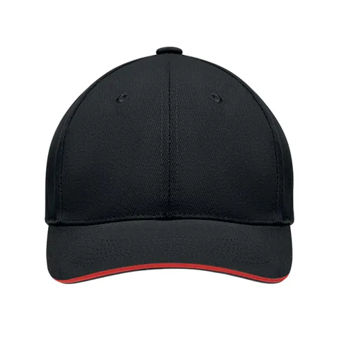 TEKAPO 6 panel baseball sapka 270g/m² Fekete/piros 
