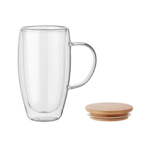 TEROL Dupla falú üvegbögre 450ml Áttetsző 