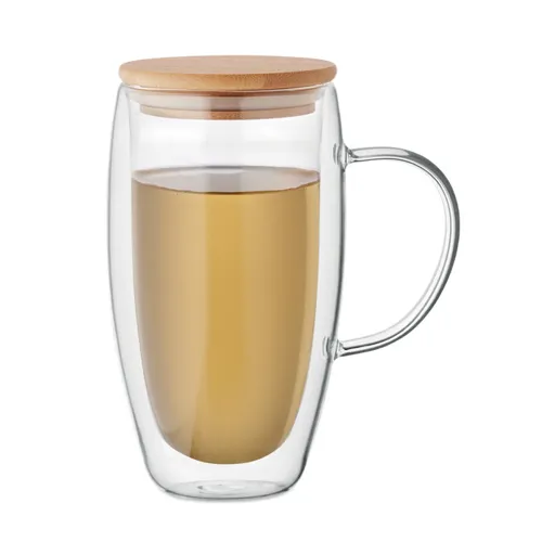 TEROL Dupla falú üvegbögre 450ml Áttetsző 