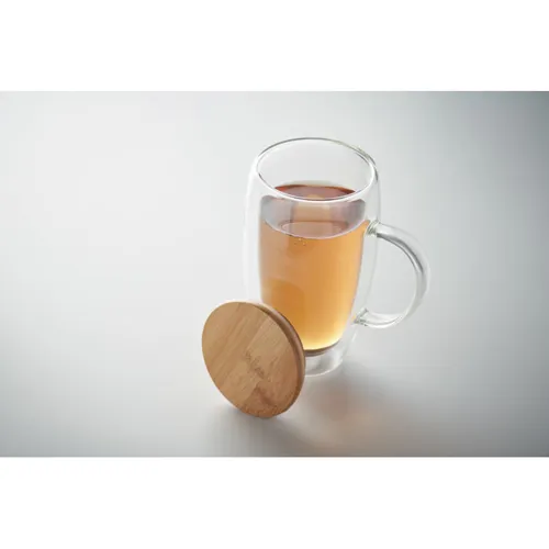 TEROL Dupla falú üvegbögre 450ml Áttetsző 