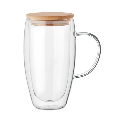 TEROL Dupla falú üvegbögre 450ml Áttetsző 