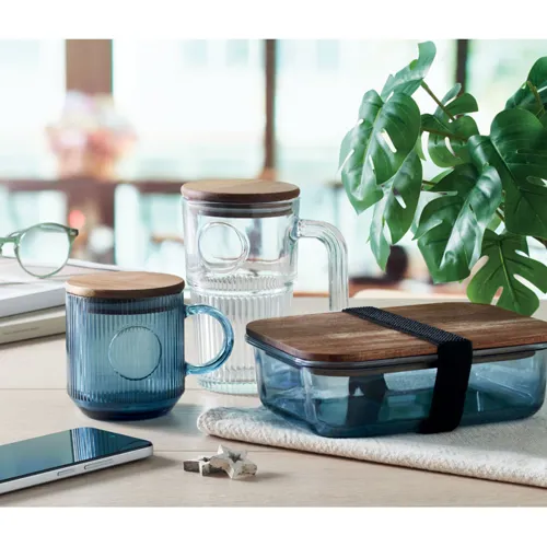 VITRIO MUG Bordázott üveg bögre 300 ml Áttetsző Kék 