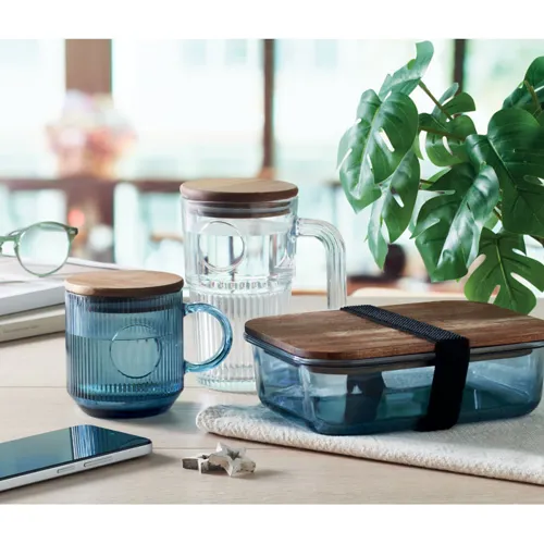 VITRIO MUG Bordázott üveg bögre 300 ml Áttetsző Kék 