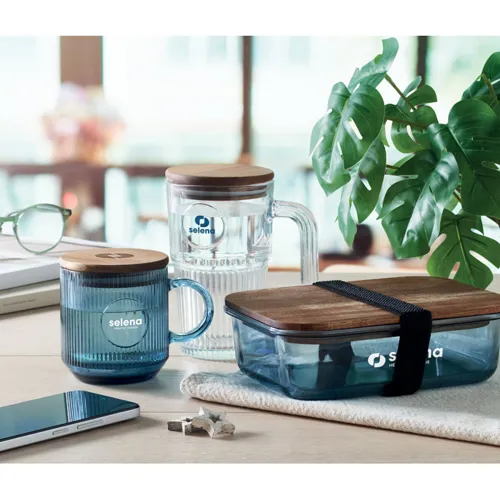 VITRIO MUG Bordázott üveg bögre 300 ml Áttetsző Kék 