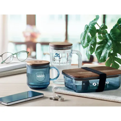 VITRIO MUG Bordázott üveg bögre 300 ml Áttetsző Kék 